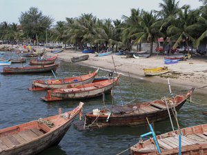 Fishing boats in Thailand, at Bang Sen, follow another style