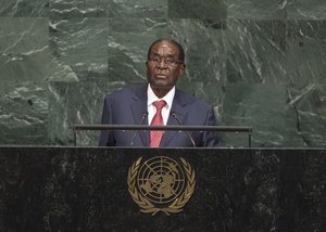 Robert Gabriel Mugabe, President of the Republic of Zimbabwe, addresses the general debate of the General Assembly's seventy-second session, 21 September 2017.