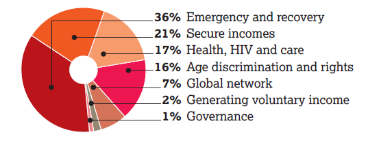 Pie chart showing what we how we spent our money in 2014/15