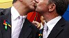 Partners kiss at gay marriage