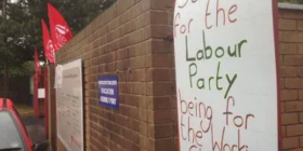 Sign on picket line in Birmingham bin strike, 2017.