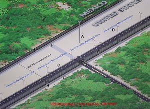 This photo show a concept illustration of a U.S.-Mexico border enforcement zone during a news conference where U.S. Customs and Border Protection Acting Deputy Commissioner Ronald Vitiello, announced Thursday, Aug. 31, 2017 in Washington