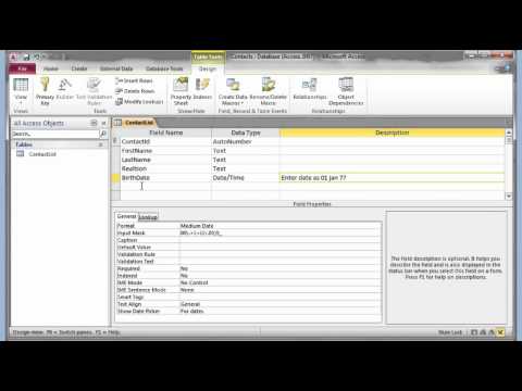 Microsoft Access 2007 2010 part 1 (Tables)