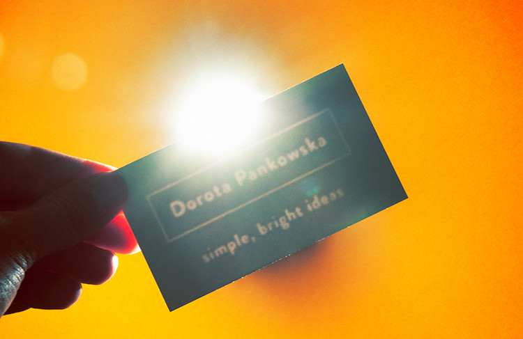 A Blank Business Card That Is Only Visible When Viewed Through a Bright Light