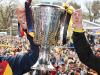 AFL Grand Final Parade. Richmond skipper Trent Cotchin and  Adelaide captain Taylor Walker hold the 2017 Premiership Cup aloft . Pic: Michael Klein