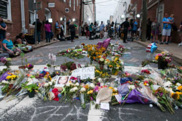 Heather Heyer memorial in downtown Charlottesville, Virginia. Photo by Bob Mical on Flickr.