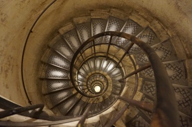 From the top of the Arc de Triomphe staircase looking down.  For me it wasn't so much the snail shell pattern as the ...