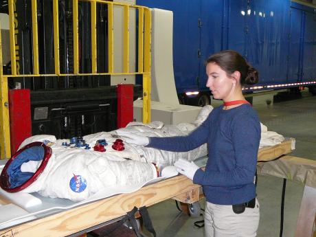 Samantha with Apollo 17 suit