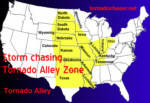 Tornado Alley Map - General area where tornadoes occur