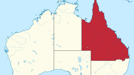 Map of Australia with QLD highlighted 