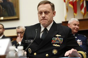 National Security Agency Director Adm. Michael S. Rogers testifies on Capitol Hill in Washington, Tuesday, May 23, 2017, before the House Armed Services Emerging Threats and Capabilities subcommittee hearing: 'Fiscal Year 2018 Budget Request for U.S. Cyber Command: Cyber Mission Force Support to Department of Defense Operations.'  (AP Photo/Pablo Martinez Monsivais)