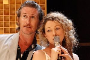 Tim Rogers, Sophie Ross (singing) and musician Xani Kolac in What Rhymes with Cars and Girls.