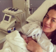 Megan Gale shortly after the birth of daughter Rosie.