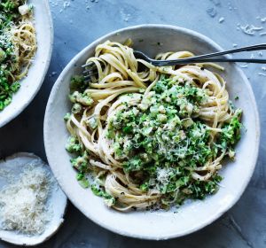 Chicken and broccoli linguine.