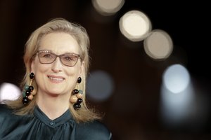 Actress Meryl Streep poses for photographers as she arrives for the screening of the movie "Florence Foster Jenkins", at the Rome Film Festival, in Rome, Thursday, Oct. 20, 2016.