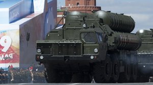 Russian S-400 air defense missile systems roll along the Red Square during a rehearsal for the Victory Day military parade in Moscow, Russia, on Sunday, May 7, 2017.