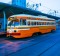 A street tram in downtown San Francisco. 