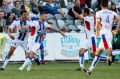 Golden touch: Roy O'Donovan celebrates a first-half goal.