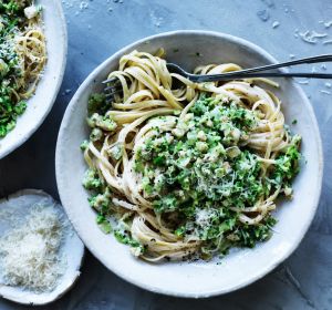 Chicken and broccoli linguine.