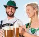 Maddie Welsh, Patrick Gallagher, Zoe Kooyman, and Carly Farmington enjoying a stein at the Patrick White Lawns in Parkes ...