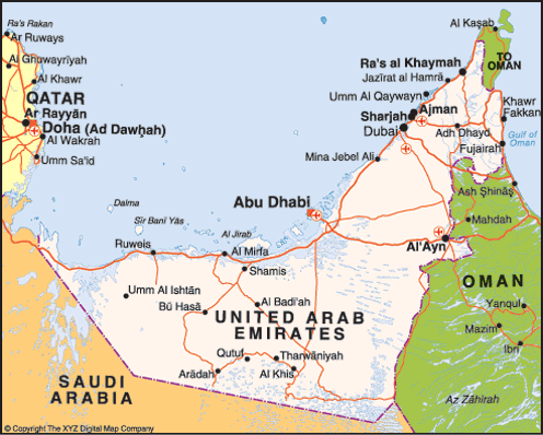 Map of United Arab Emirates