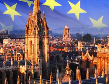 Oxford skyline and EU flag