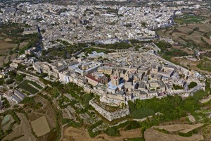 Aerial view over Mdina.