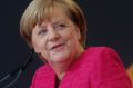 German Chancellor Angela Merkel speaks during an election campaign for Sunday's general election, in Heppenheim, ...