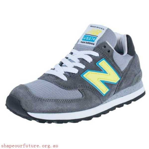 574 RUNNING SNEAKERS GREY NEON YELLOW US574CY MADE IN USA - Men's New Balance