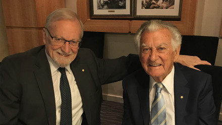 ANU Chancellor Gareth Evans and former PM Bob Hawke. Image: ANU.