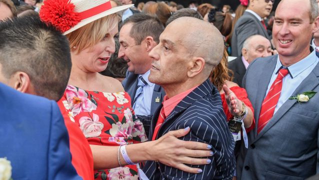 Never gave up: Peter Piras looked in shock after Redzel won the $10million The Everest at Royal Randwick.