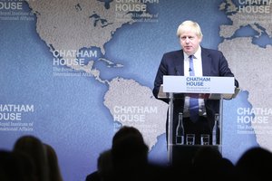 Foreign Secretary Boris Johnson speaking at Chatham House in London, 2 December 2016