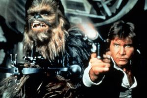 Han Solo as played in the original Star Wars films by actor Harrison Ford.