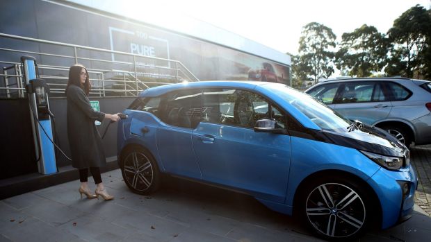 The charge point at BMW in Mulgrave for the BMW i3 electric car.
