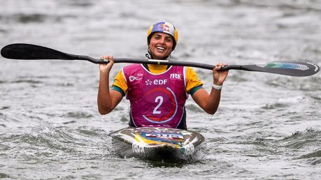 Wet work: Jessica Fox took the gold after only just qualifying for the canoe slalom world championships.