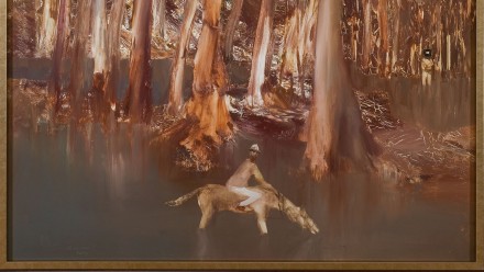 Image: Part of Sidney Nolan’s Riverbend which is on display at the Drill Hall Gallery (c) Sidney Nolan Trust/Bridgeman Images