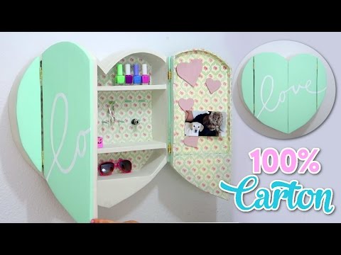 MANUALIDADES PARA EL CUARTO DE LAS NIÑAS DIY ORGANIZADOR  DE CARTON EN FORMA DE CORAZON