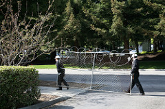 Fence being moved into position