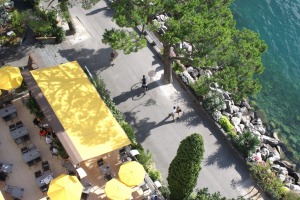 View over Montreux's promenade along Lake Geneva from the Eurotel Montreux.