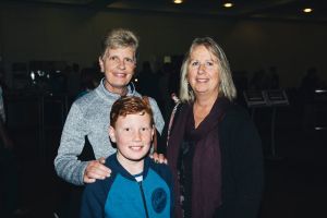 Marg Harbour, of Yendon Victoria with Lachlan Tapscott, 9, of Bonner, and Lorraine Tapscott, of Alice Springs