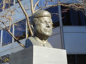 The monument to John F. Kennedy, by sculptor Paul Lancz - Frontview - Montreal - Quebec - Canada