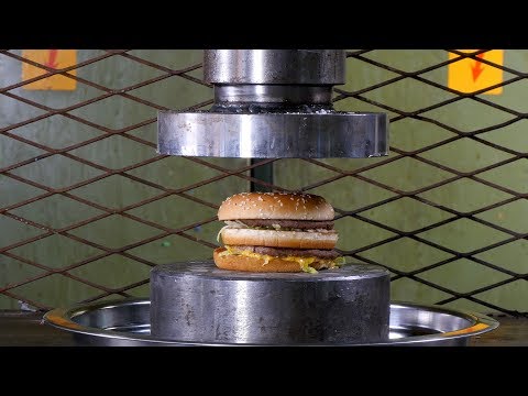 Crushing Hamburgers Hydraulic Press