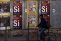 Posters support a pro-autonomy position in Asiago, Veneto Region, Italy.