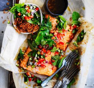 Paper-baked salmon recipe by Adam Liaw.