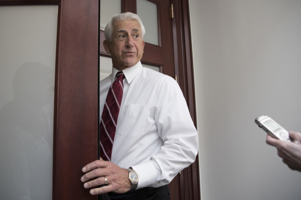 Rep. Dave Reichert, R-Wash., arrives for a House Republican Conference meeting on Capitol Hill in Washington.