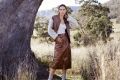 Maje x Schott “Boston” bomber jacket, $1230. Iro “Frances” singlet, $169. Wynn Hamlyn “Dakota” skirt, $560. Zimmermann ...