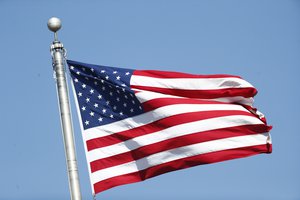 American flag over the stands in Falcon Stadium as Air Force Falcons hosts UNLV Rebels in the second half of an NCAA college football game Saturday, Oct. 14, 2017, at Air Force Academy, Colo. Air Force won 34-30. (AP Photo/David Zalubowski)