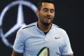 Nick Kyrgios of Australia reacts during the men's singles semi-final match against Alexander Zverev of Germany in the ...