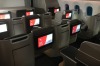 The business class cabin on board the Qantas Dreamliner.