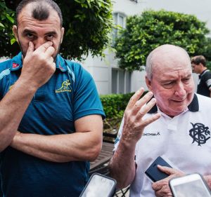 Wallabies coach Michael Cheika with Barbarians coach Alan Jones.